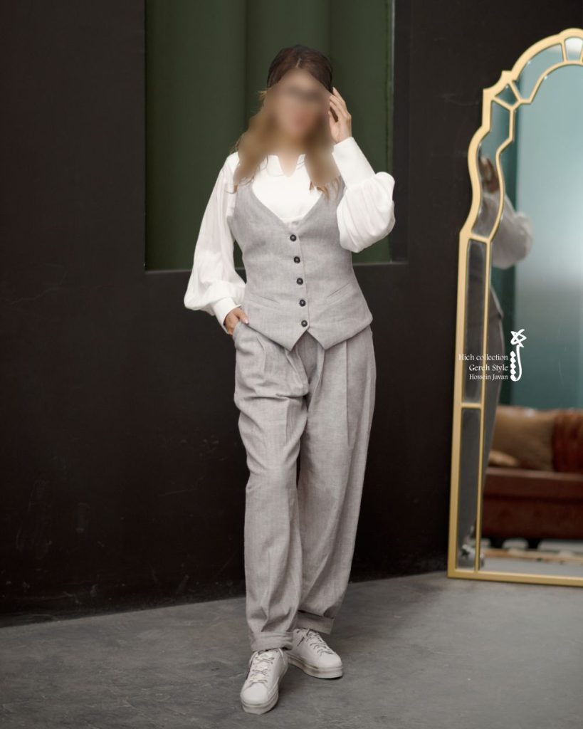 ست جلیقه و شلوار زنانه گره استایل مدل صنوبر