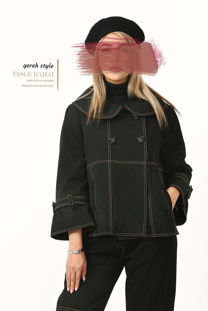 کت زنانه مشکی گره استایل مدل پاریس