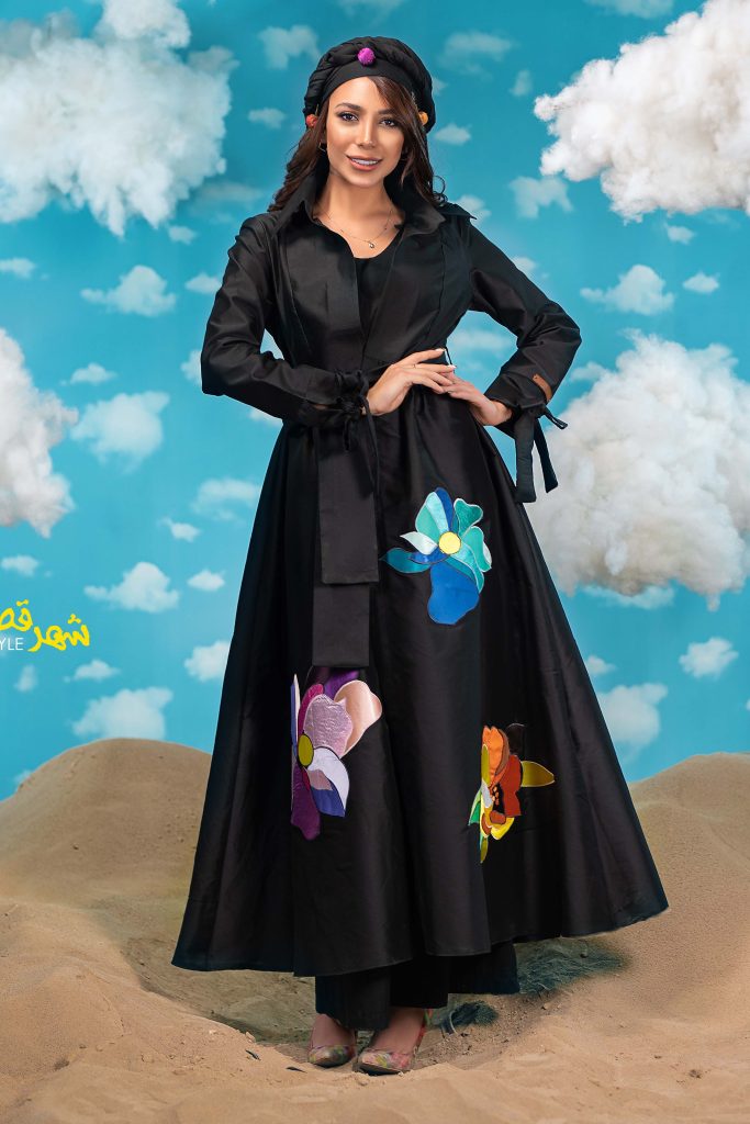 مانتو زنانه گره استایل مدل شب بو رنگ مشکی