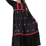 مانتو زنانه گره استایل مدل شاخه نبات  رنگ مشکی