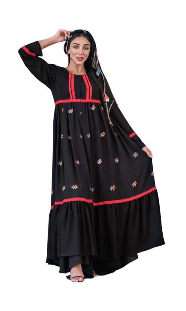 مانتو زنانه گره استایل مدل شاخه نبات  رنگ مشکی