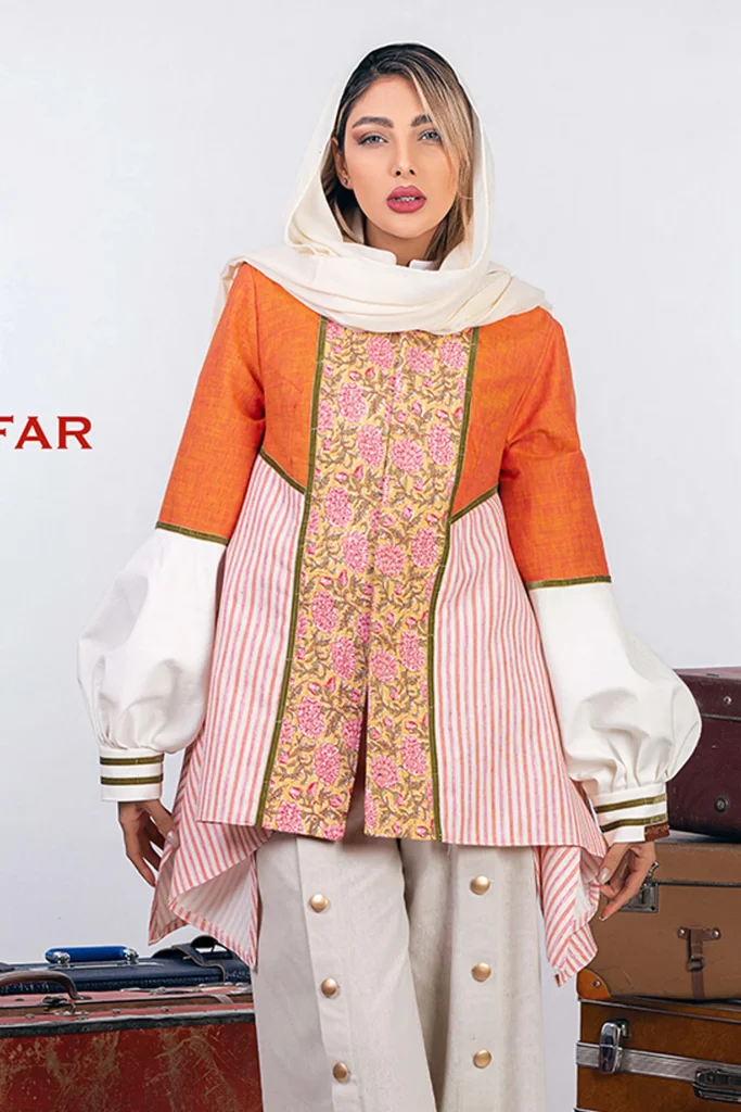 مانتو کتی زنانه گره استایل مدل شوق بهار  رنگ نارنجی