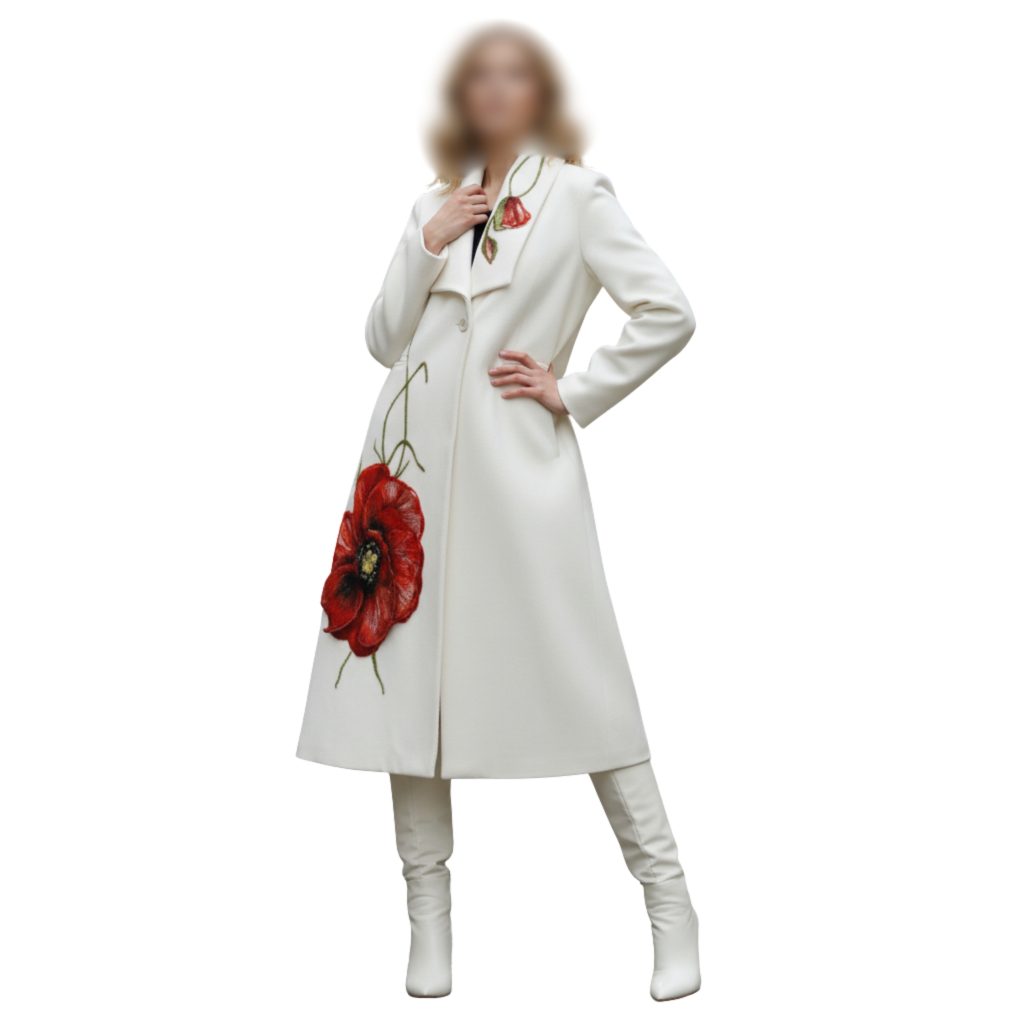 پالتو زنانه گره استایل مدل راز سرخ مزین به هنر کچه