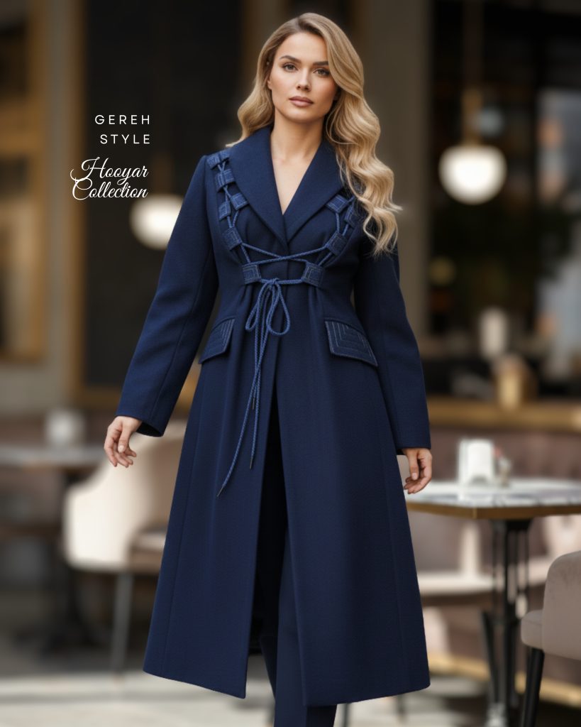 پالتو زنانه گره استایل مدل لاجورد